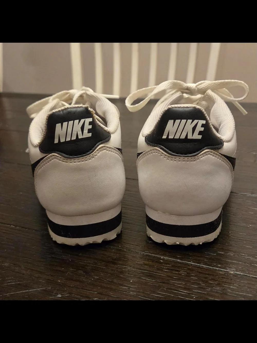 Nike Classic Cortez White Sneakers with Black Swoosh - Picture 5 of 6